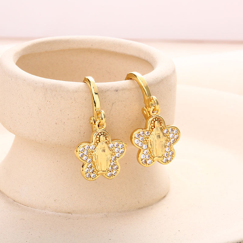 Wholesale Oil Drops Heart Flowers Copper Earrings